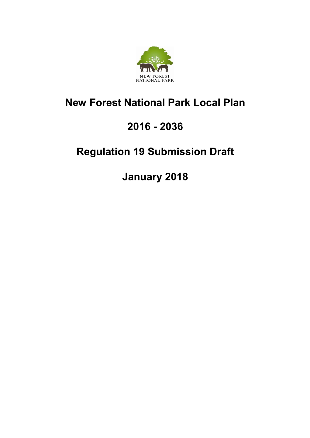 New Forest National Park Local Plan 2016 – 2036: Submission Draft