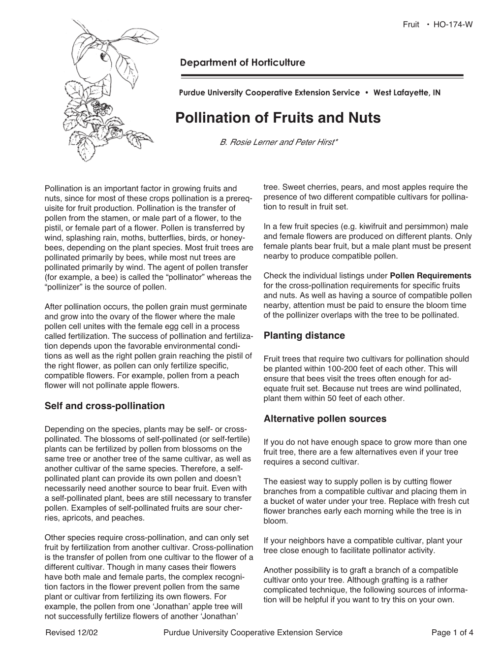 Pollination of Fruits and Nuts