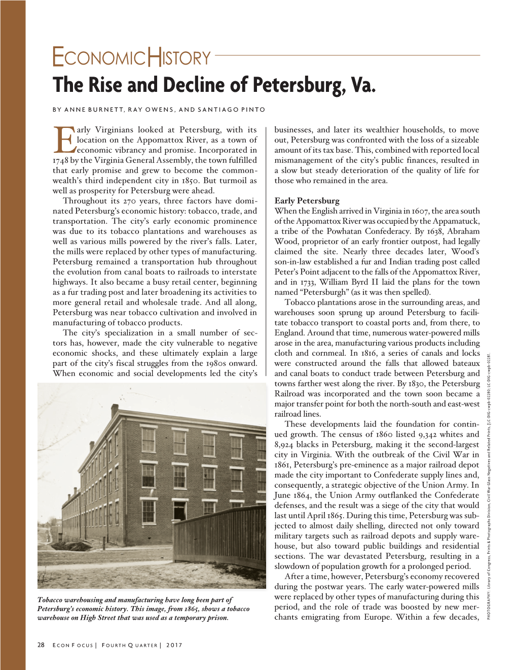 The Rise and Decline of Petersburg, Va