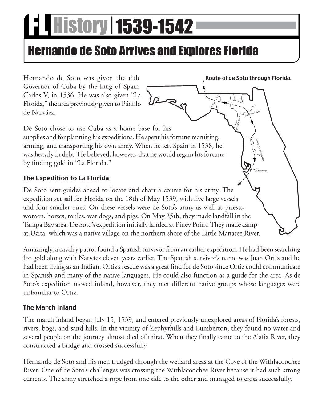 Hernando De Soto Arrives and Explores Florida