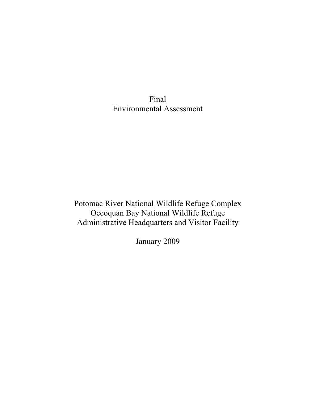 Final Environmental Assessment Potomac River National Wildlife