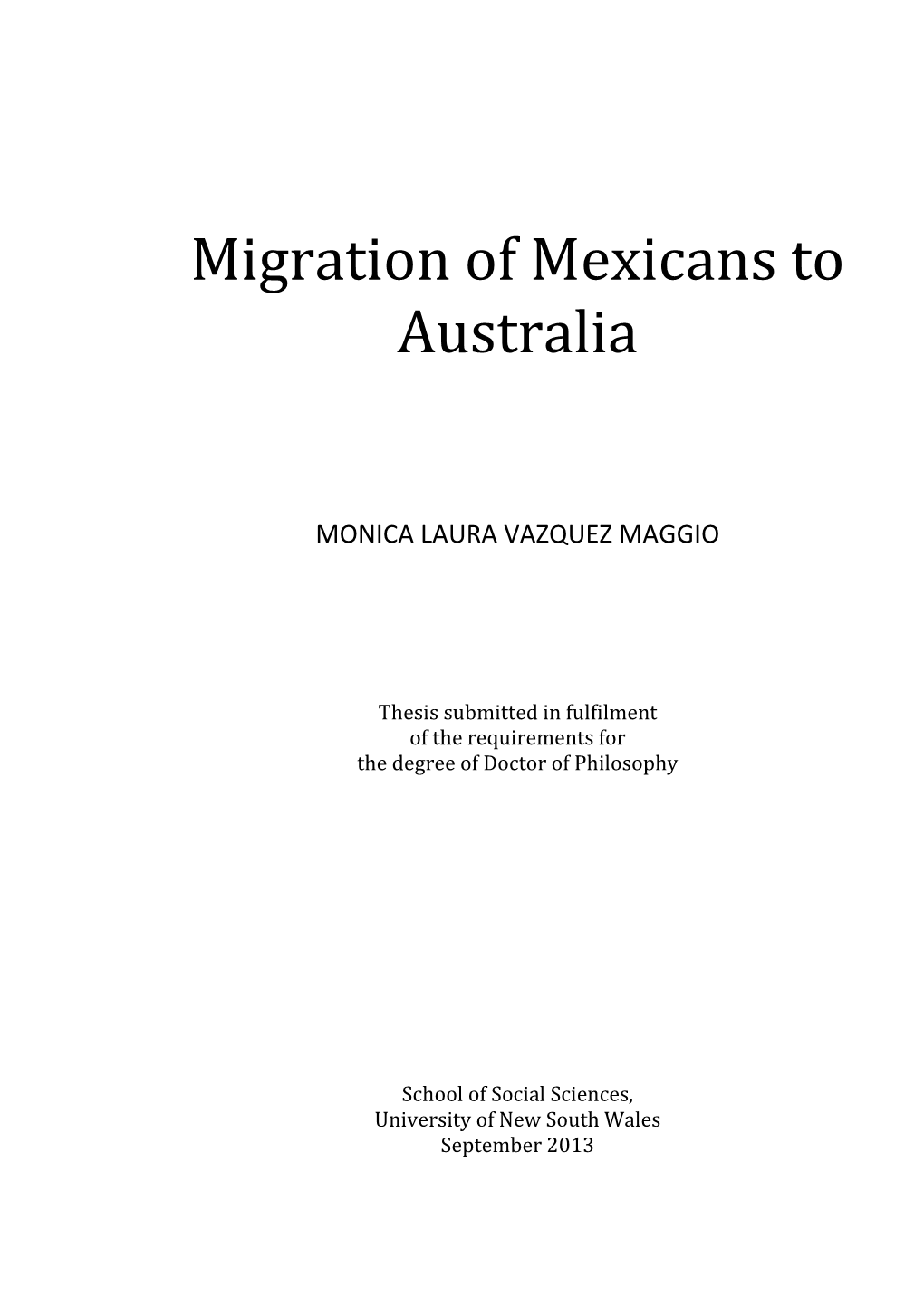 Migration of Mexicans to Australia