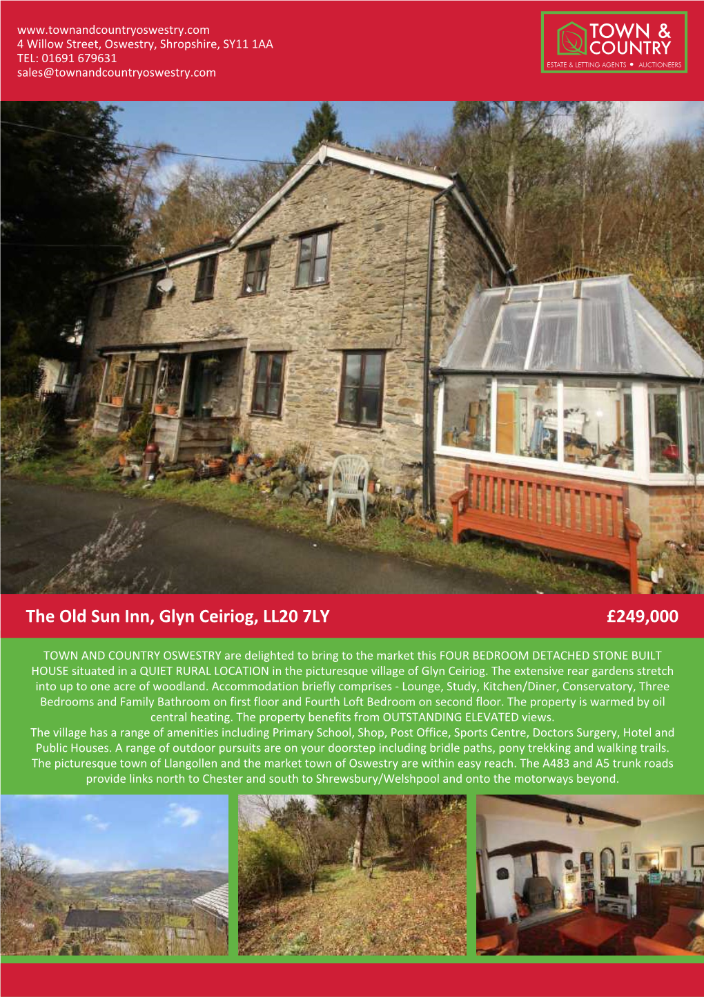 The Old Sun Inn, Glyn Ceiriog, LL20 7LY £249,000