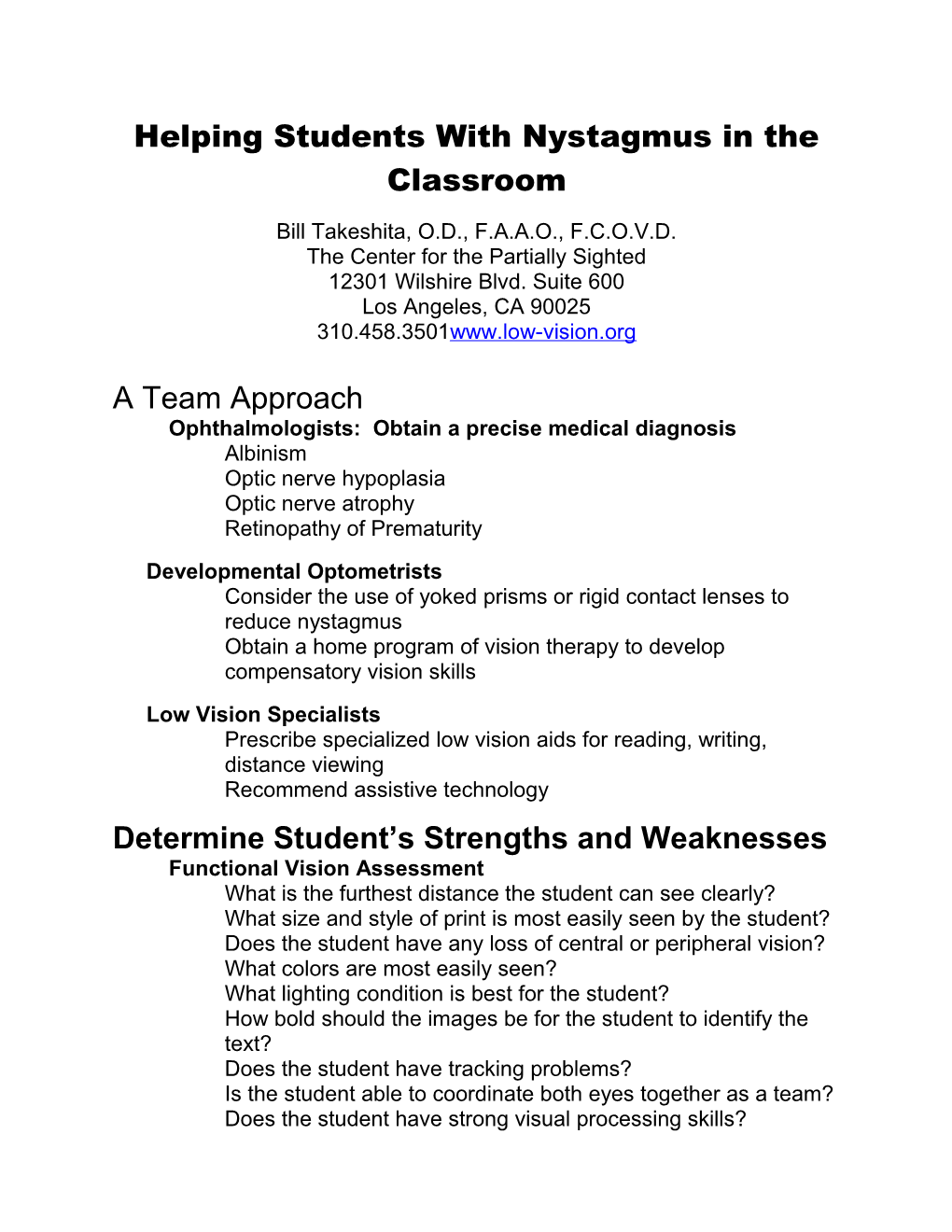 Helping Students With Nystagmus In The Classroom