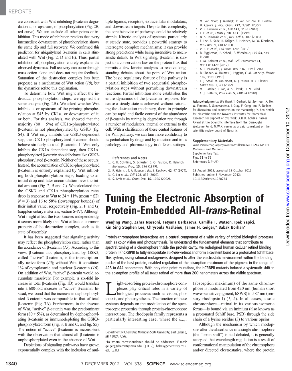 Tuning the Electronic Absorption of Protein-Embedded All-Trans-Retinal