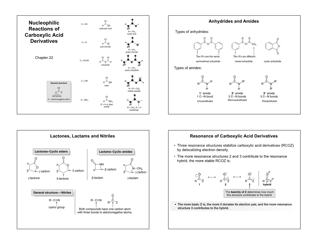 Nucleophilic Reactions of Carboxylic Acid Derivatives