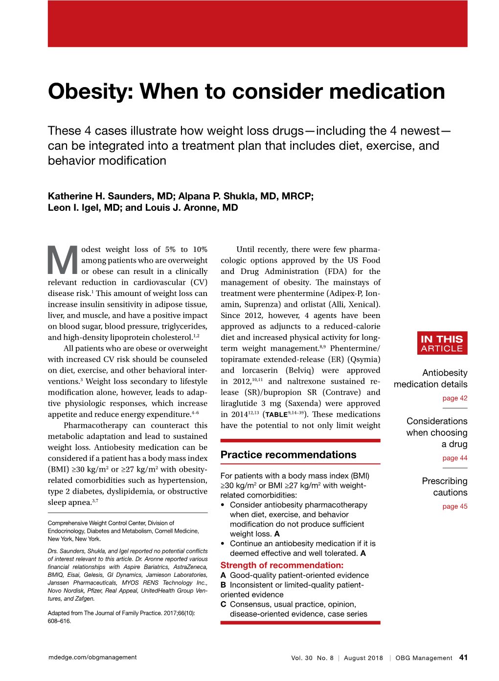 Obesity: When to Consider Medication