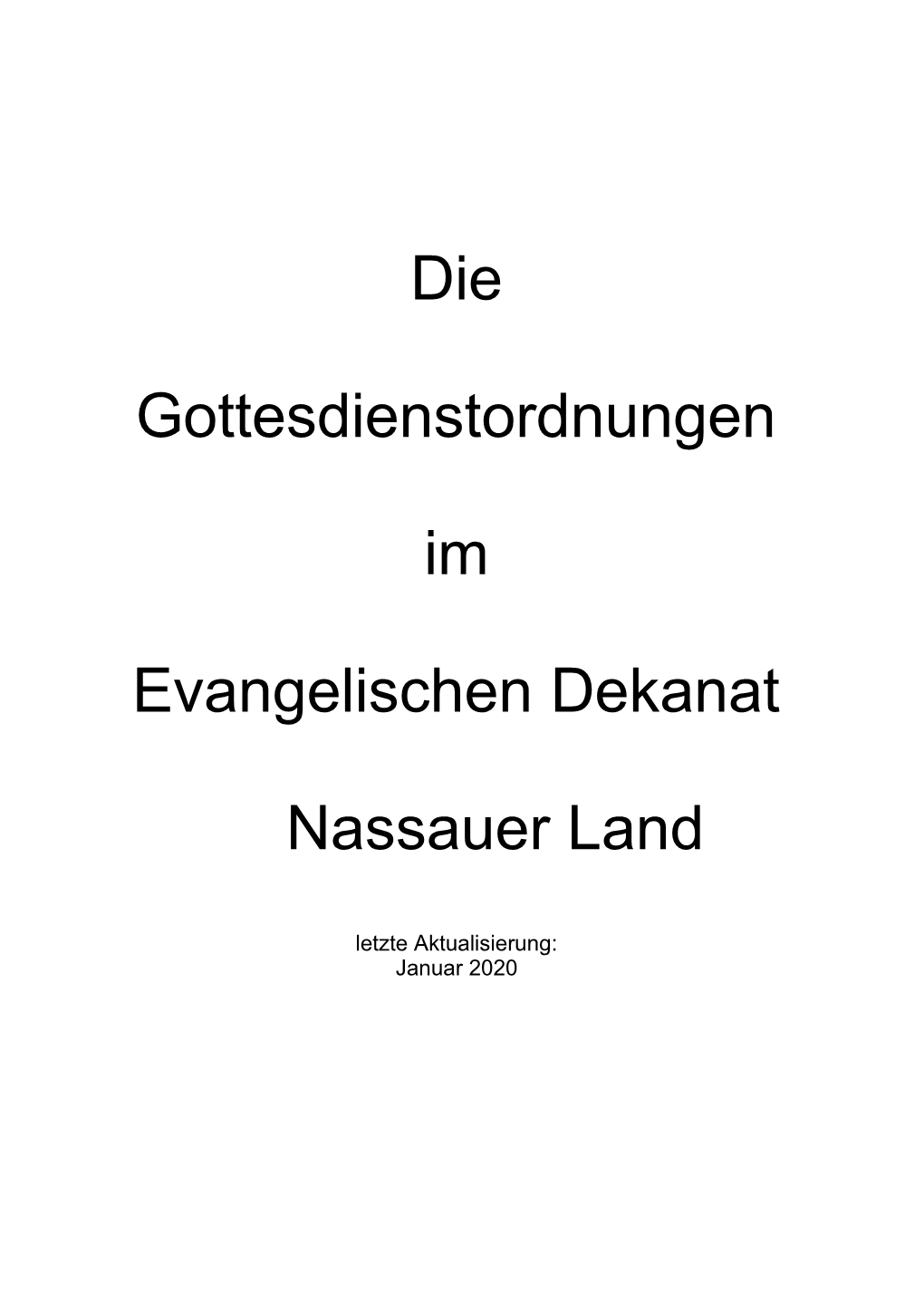 Die Gottesdienstordnungen Im Evangelischen Dekanat Nassauer Land