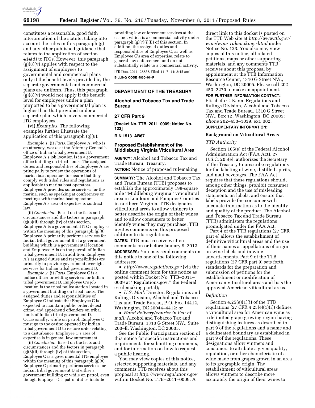 Federal Register/Vol. 76, No. 216/Tuesday, November 8, 2011