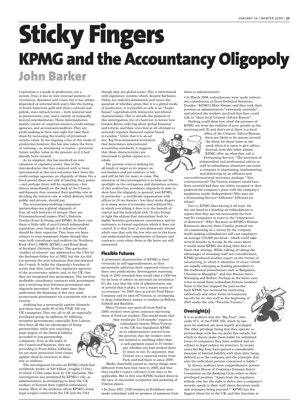 KPMG and the Accountancy Oligopoly John Barker
