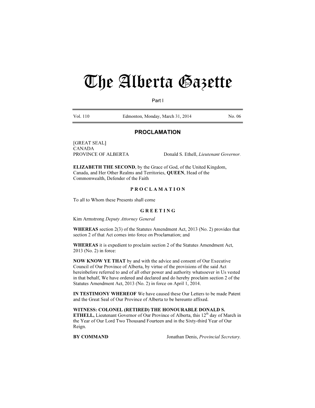 The Alberta Gazette