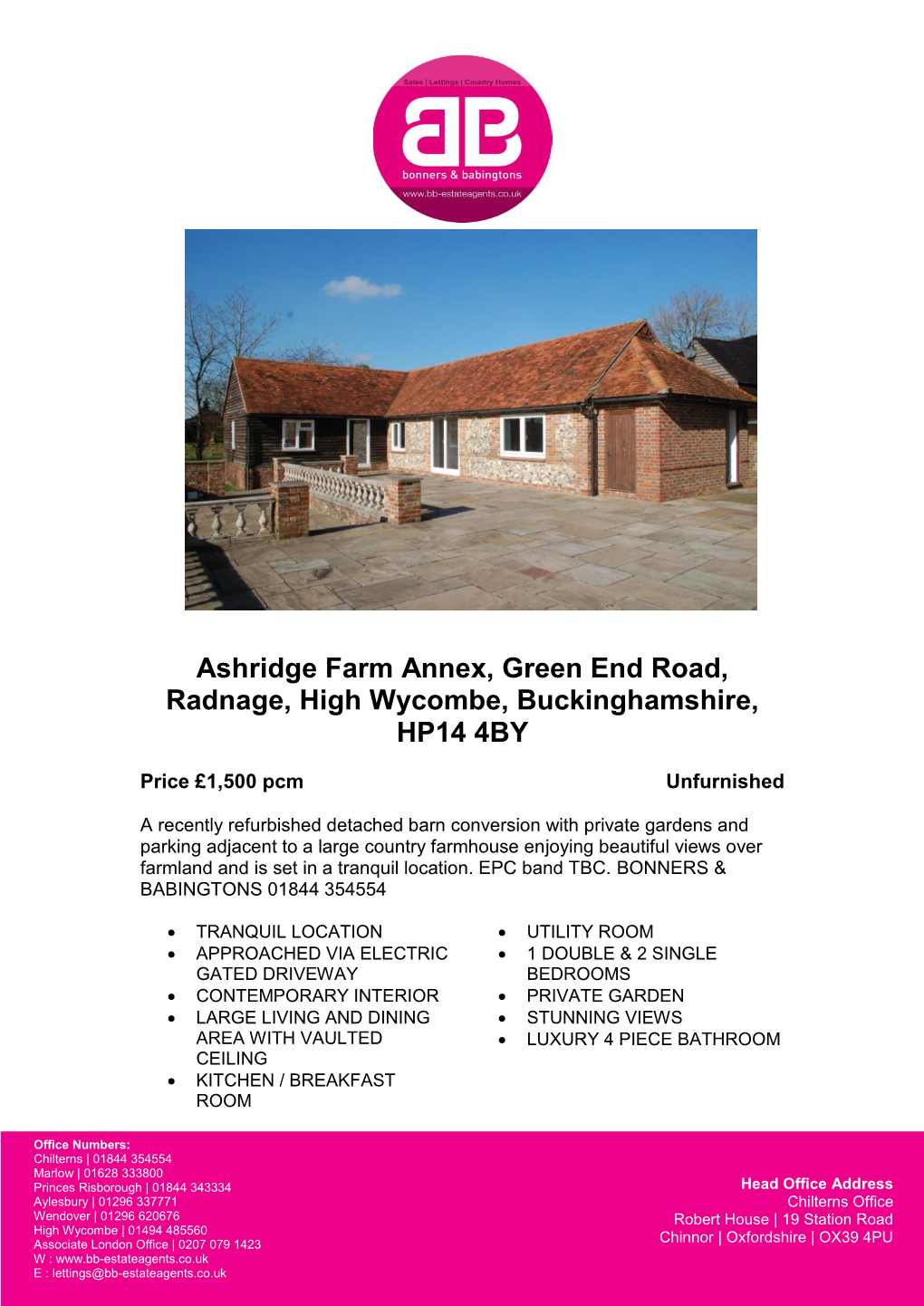 Ashridge Farm Annex, Green End Road, Radnage, High Wycombe, Buckinghamshire, HP14 4BY