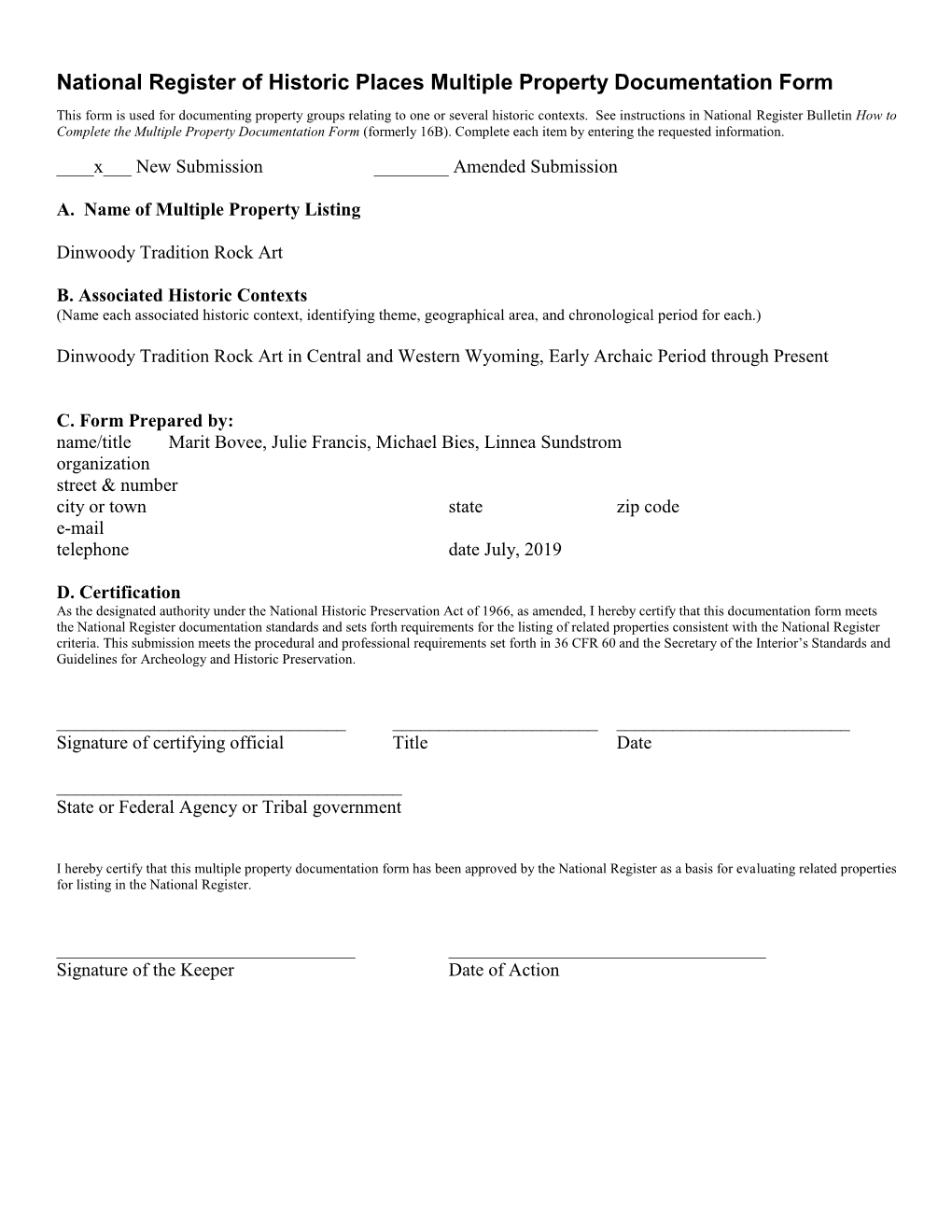 National Register of Historic Places Multiple Property Documentation Form