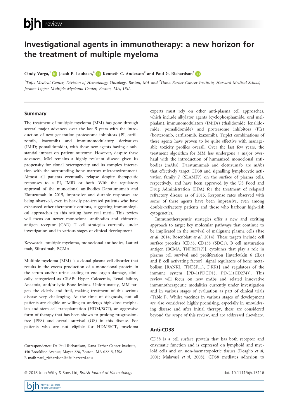 A New Horizon for the Treatment of Multiple Myeloma