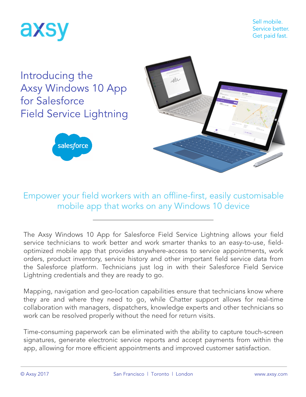 Axsy Windows 10 App for Field Service Lightning