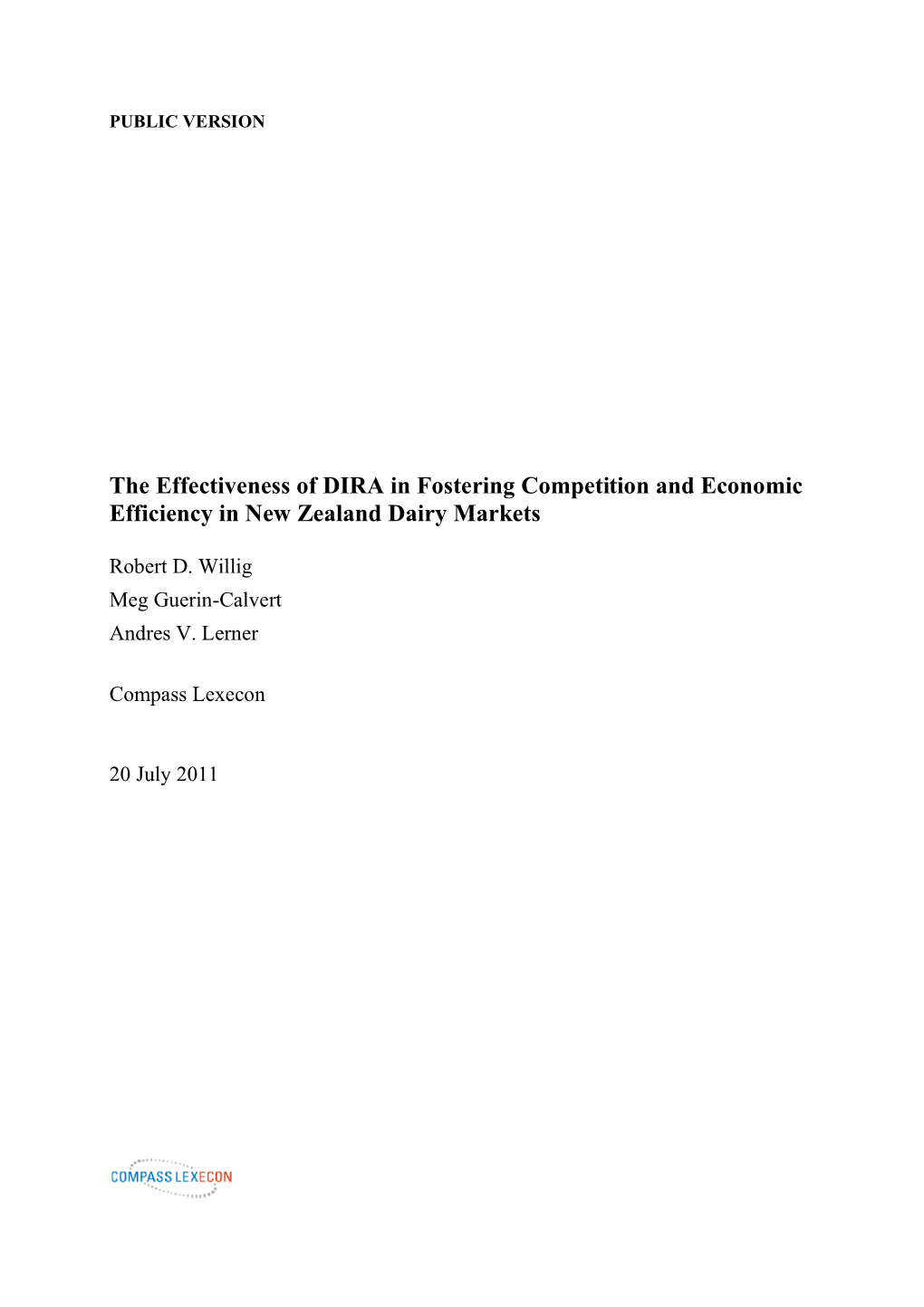 The Effectiveness of DIRA in Fostering Competition and Economic