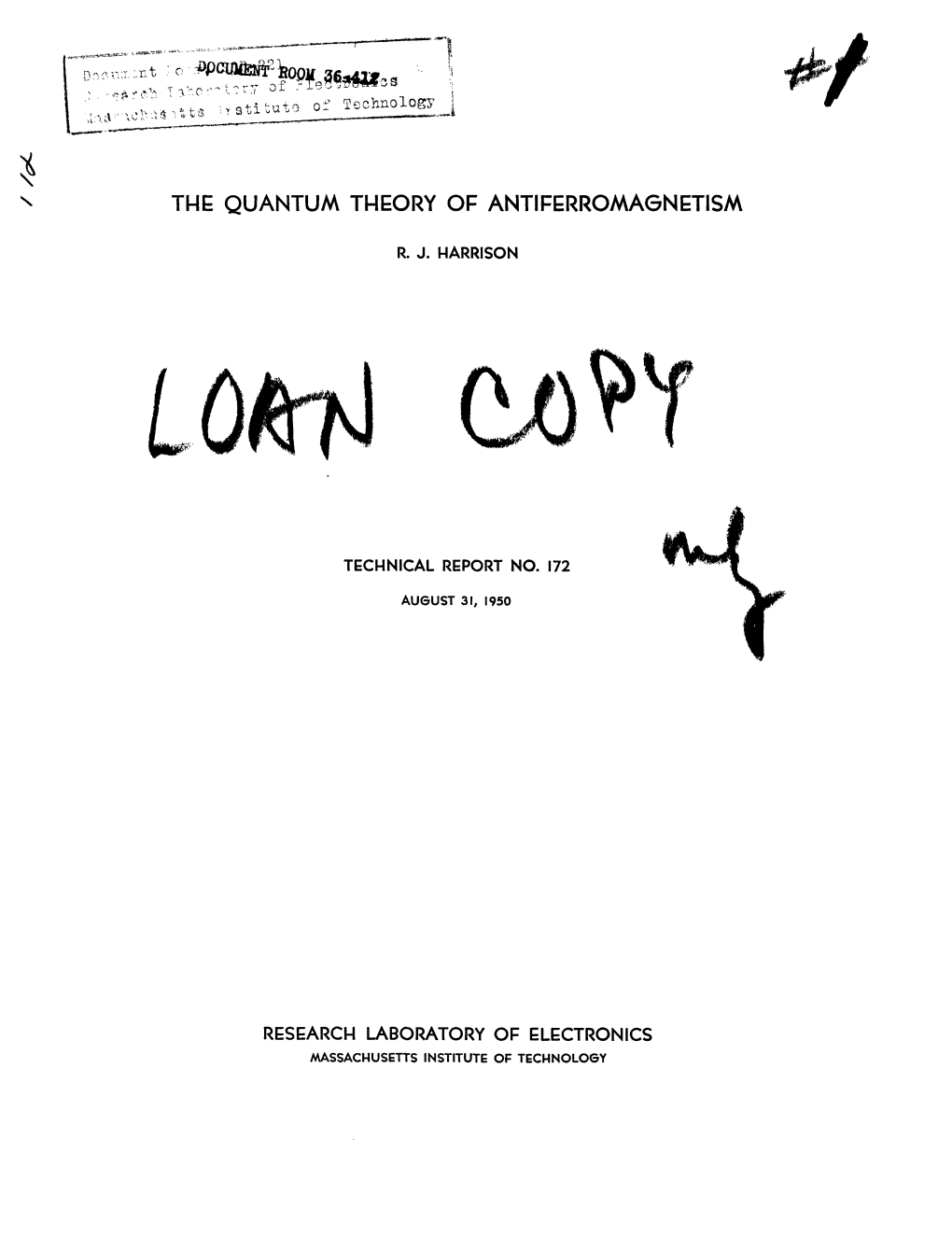 The Quantum Theory of Antiferromagnetism