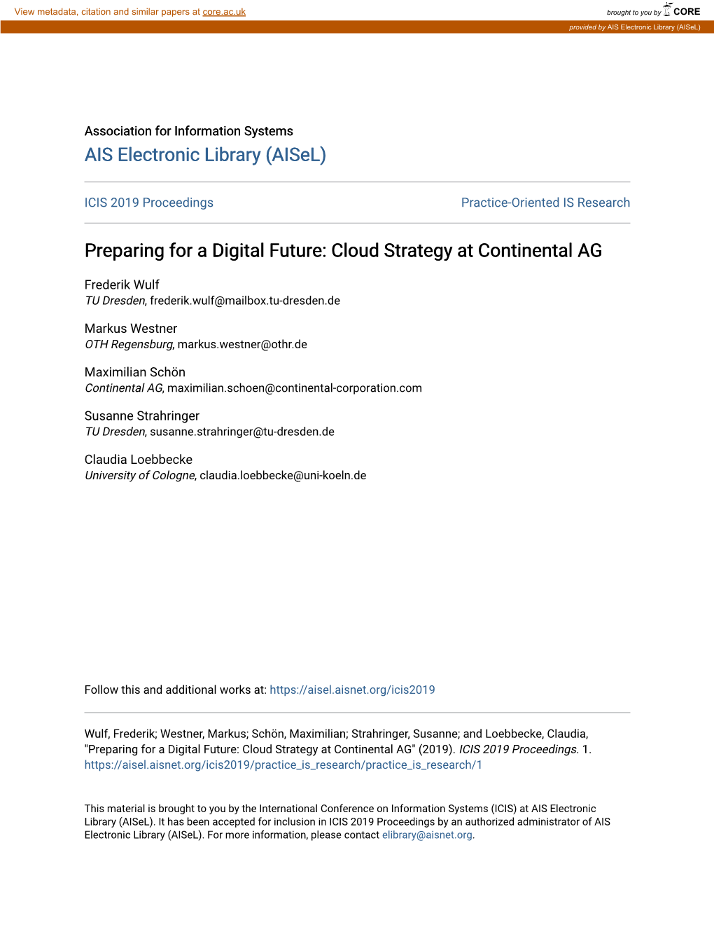 Cloud Strategy at Continental AG