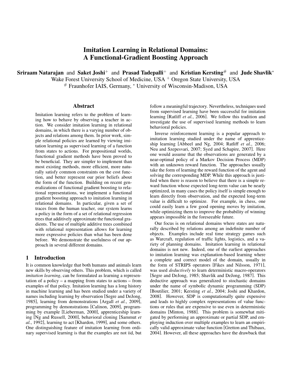 Imitation Learning in Relational Domains: a Functional-Gradient Boosting Approach