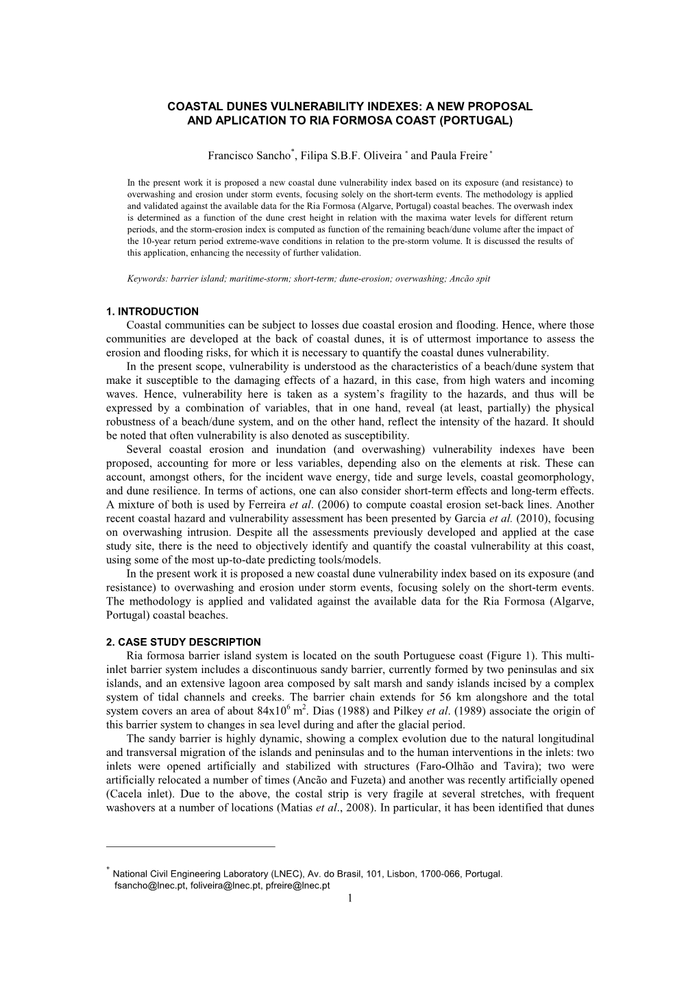 1 Coastal Dunes Vulnerability Indexes: a New Proposal