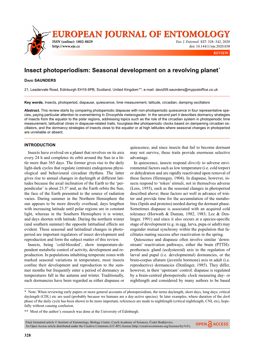 Insect Photoperiodism: Seasonal Development on a Revolving Planet *