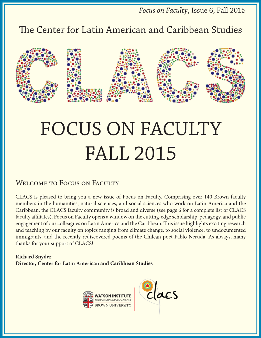 Focus on Faculty Issue No. 6