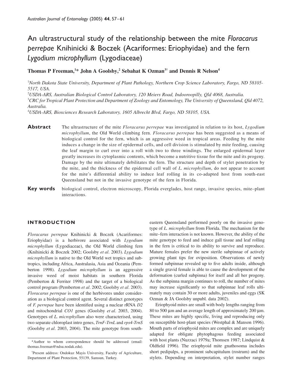 An Ultrastructural Study of the Relationship Between The