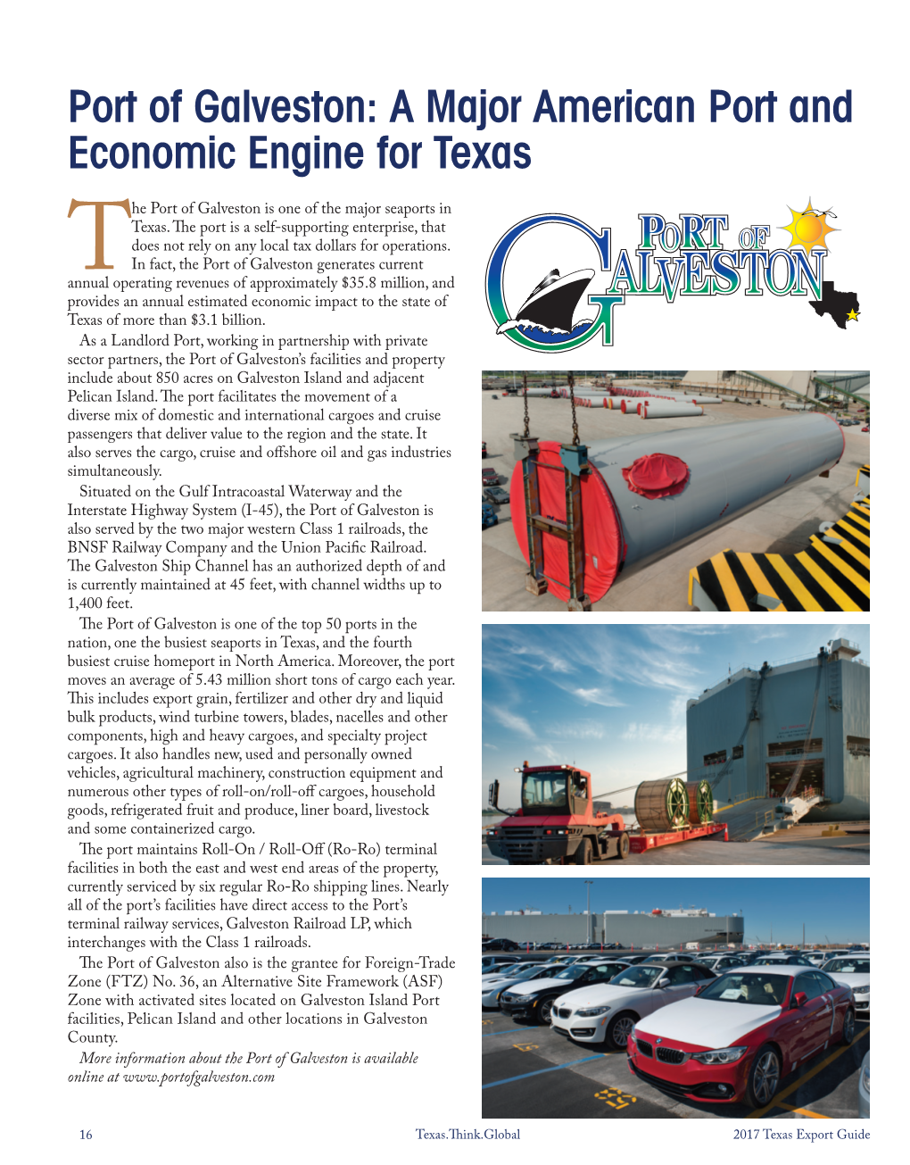 Port of Galveston: a Major American Port and Economic Engine for Texas