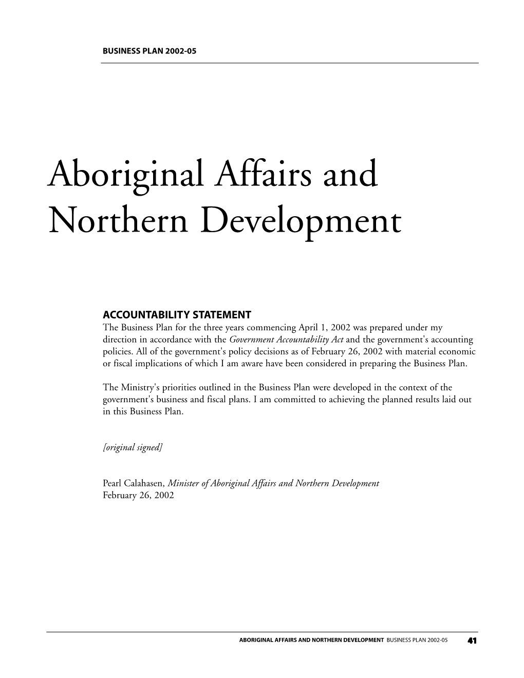 Aboriginal Affairs and Northern Development