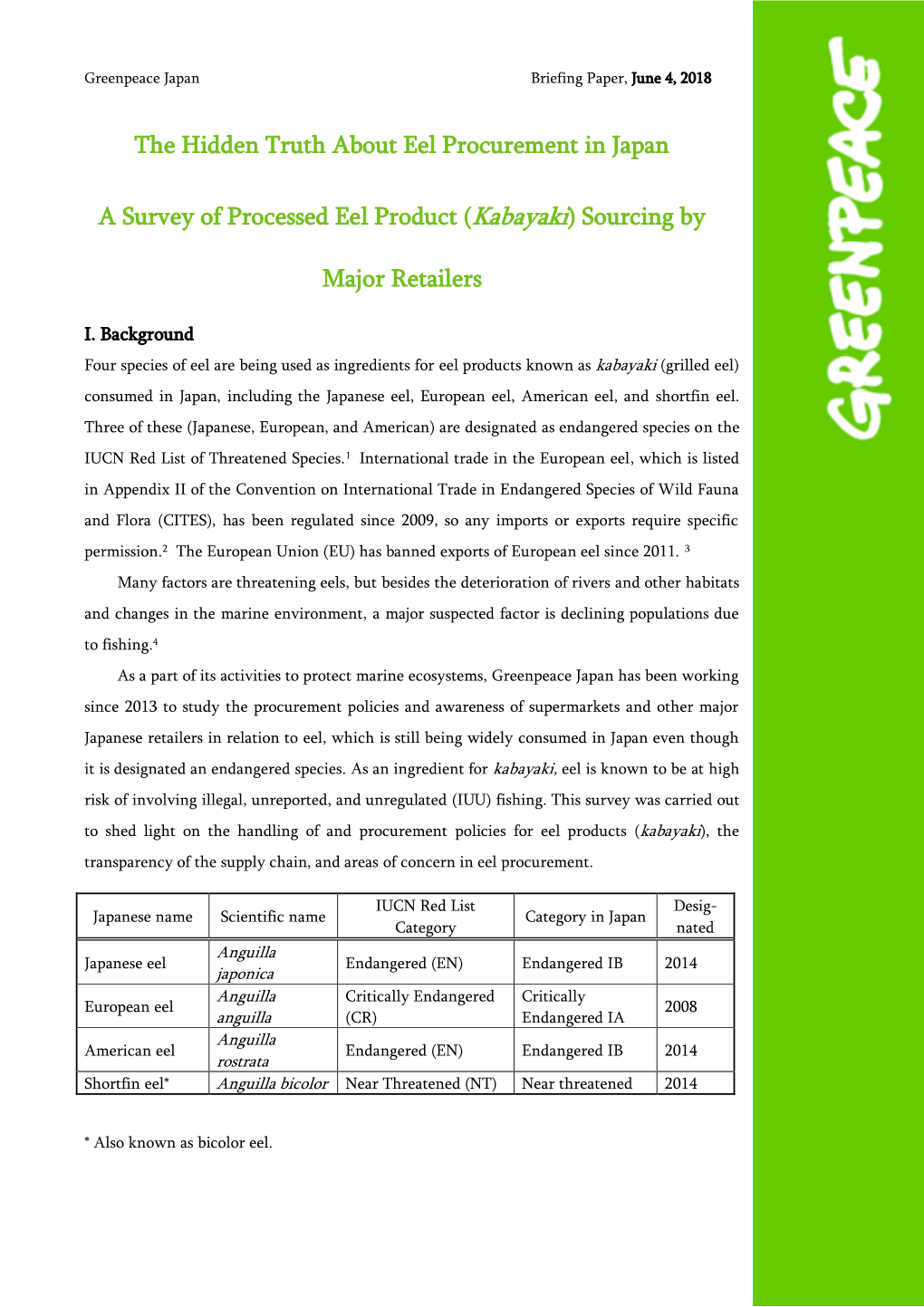 The Hidden Truth About Eel Procurement in Japan a Survey Of