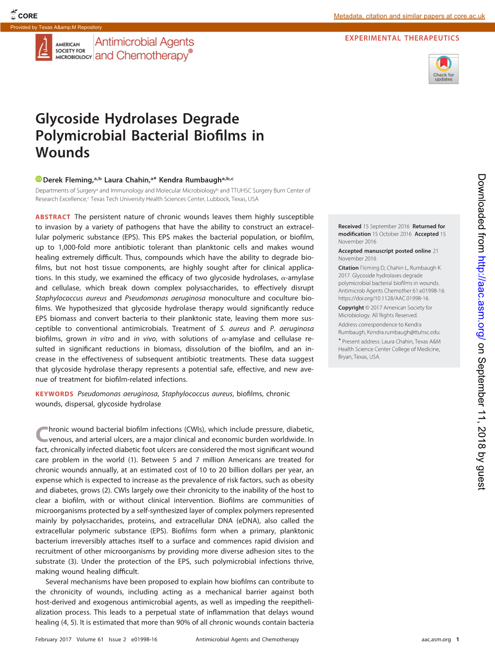 Glycoside Hydrolases Degrade Polymicrobial Bacterial Biofilms In