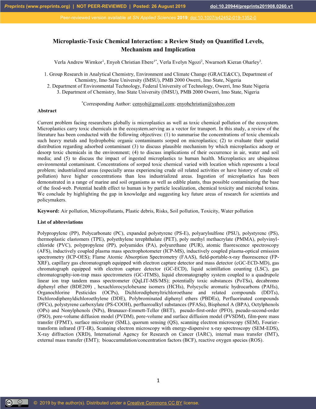 Microplastic-Toxic Chemical Interaction: a Review Study on Quantified Levels, Mechanism and Implication