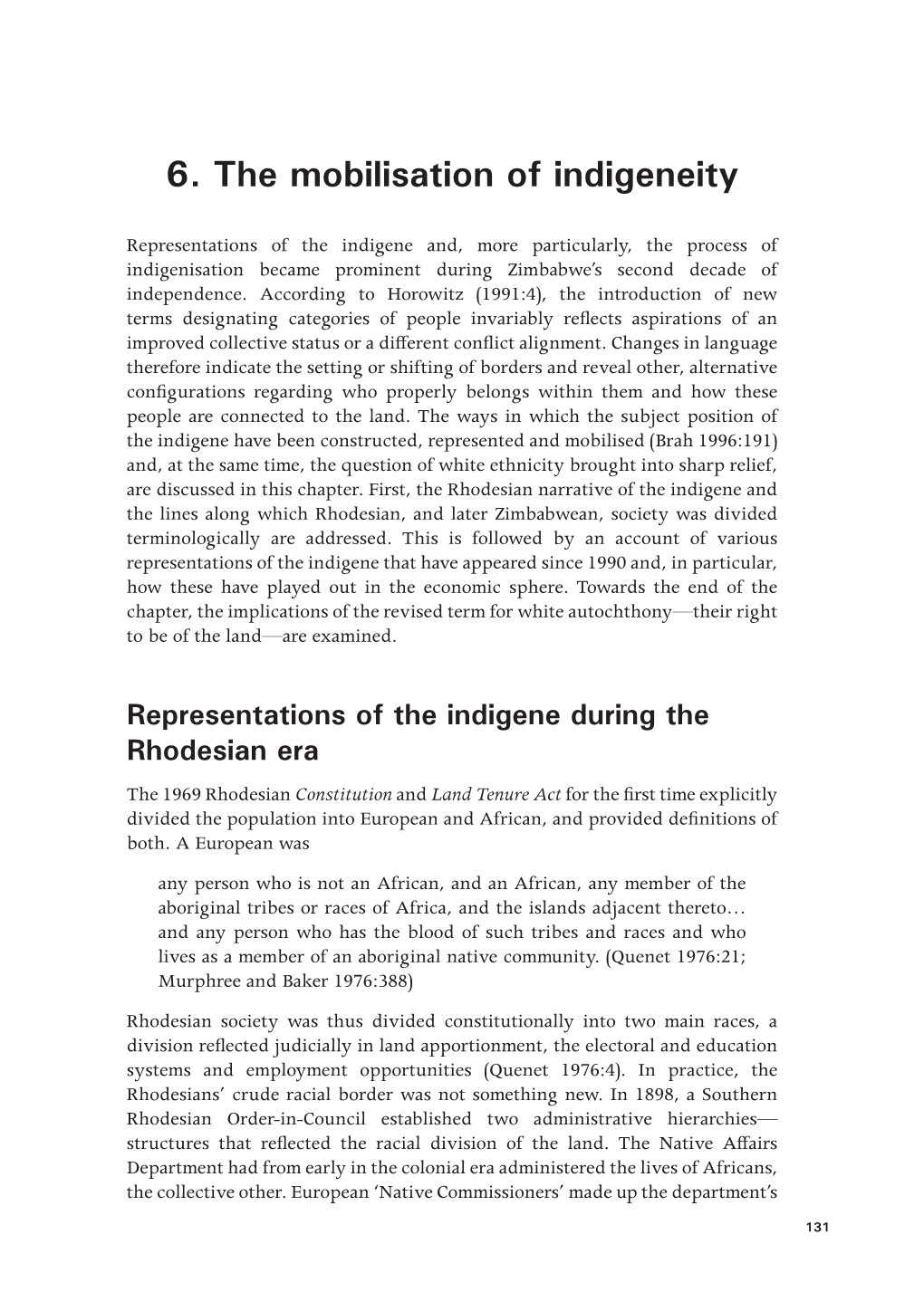 6. the Mobilisation of Indigeneity