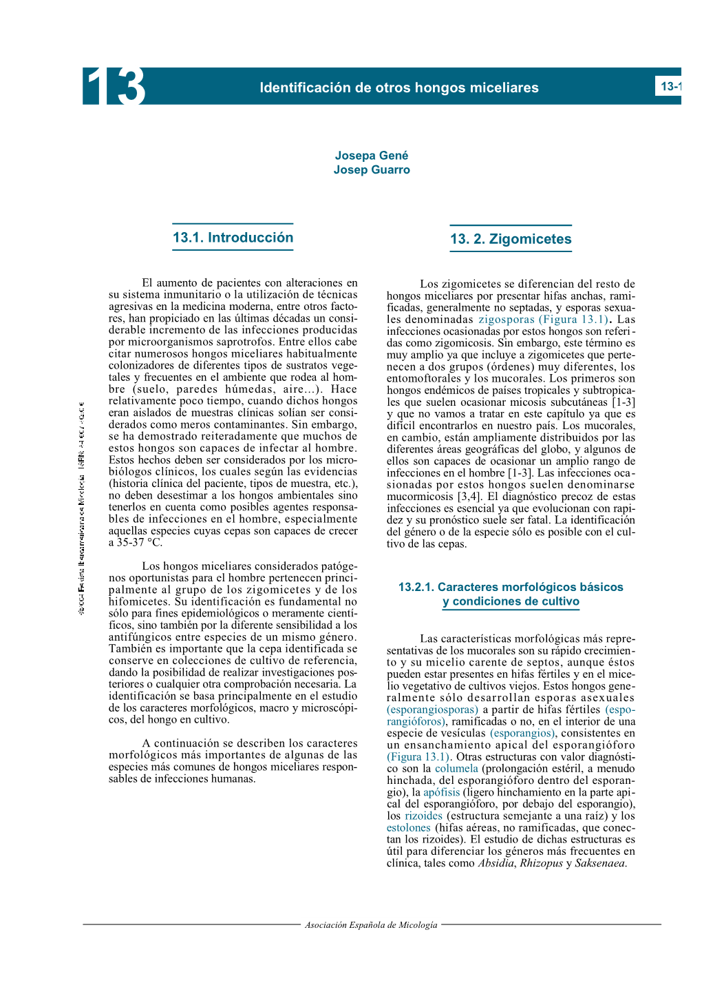 N 13. 2. Zigomicetes Identificaci!N De Otros Hongos Miceliares