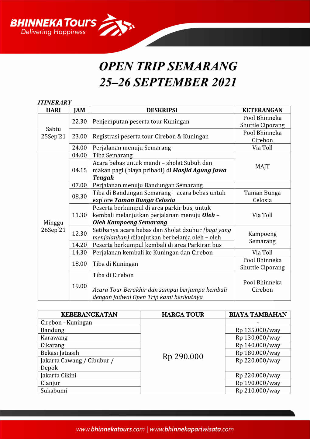 Open Trip Semarang 25–26 September 2021