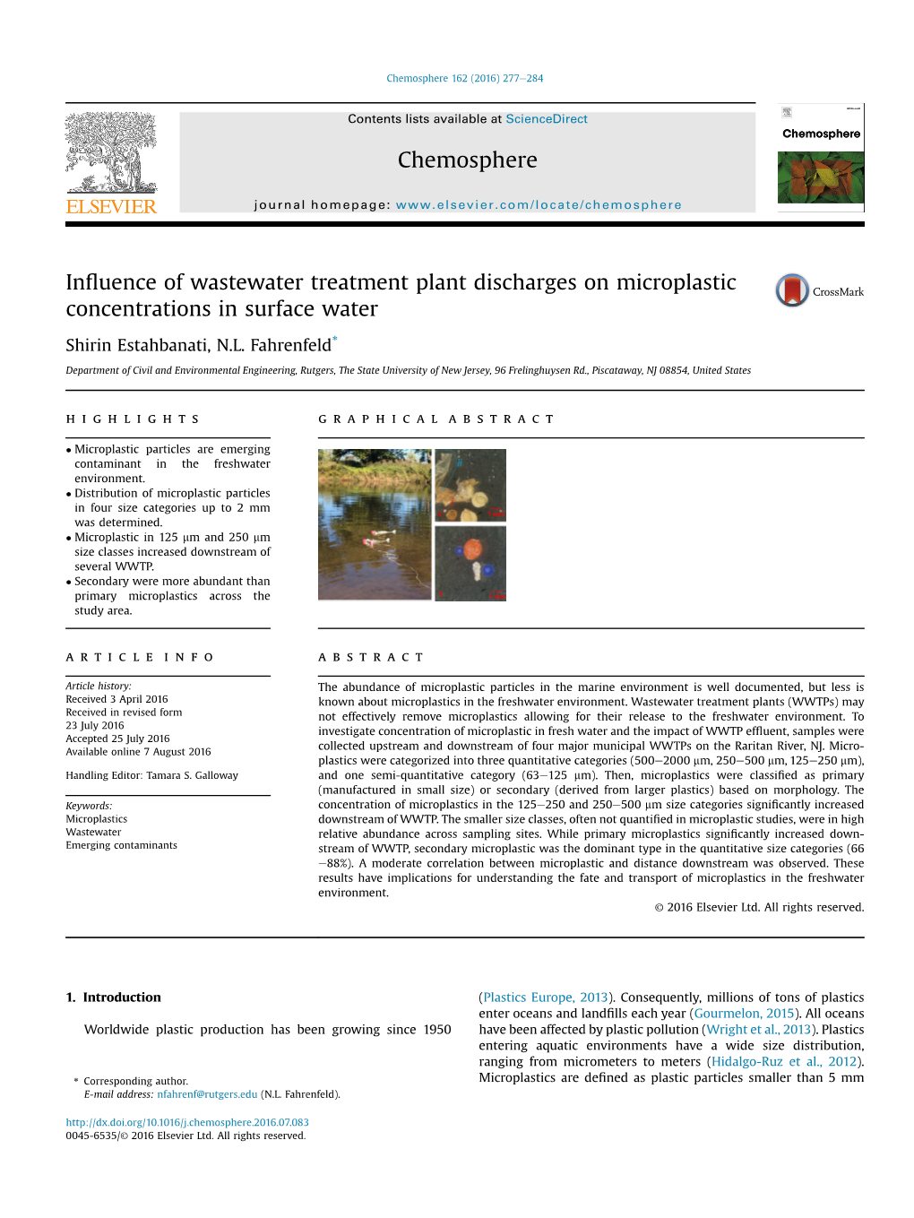 Influence of Wastewater Treatment Plant Discharges on Microplastic