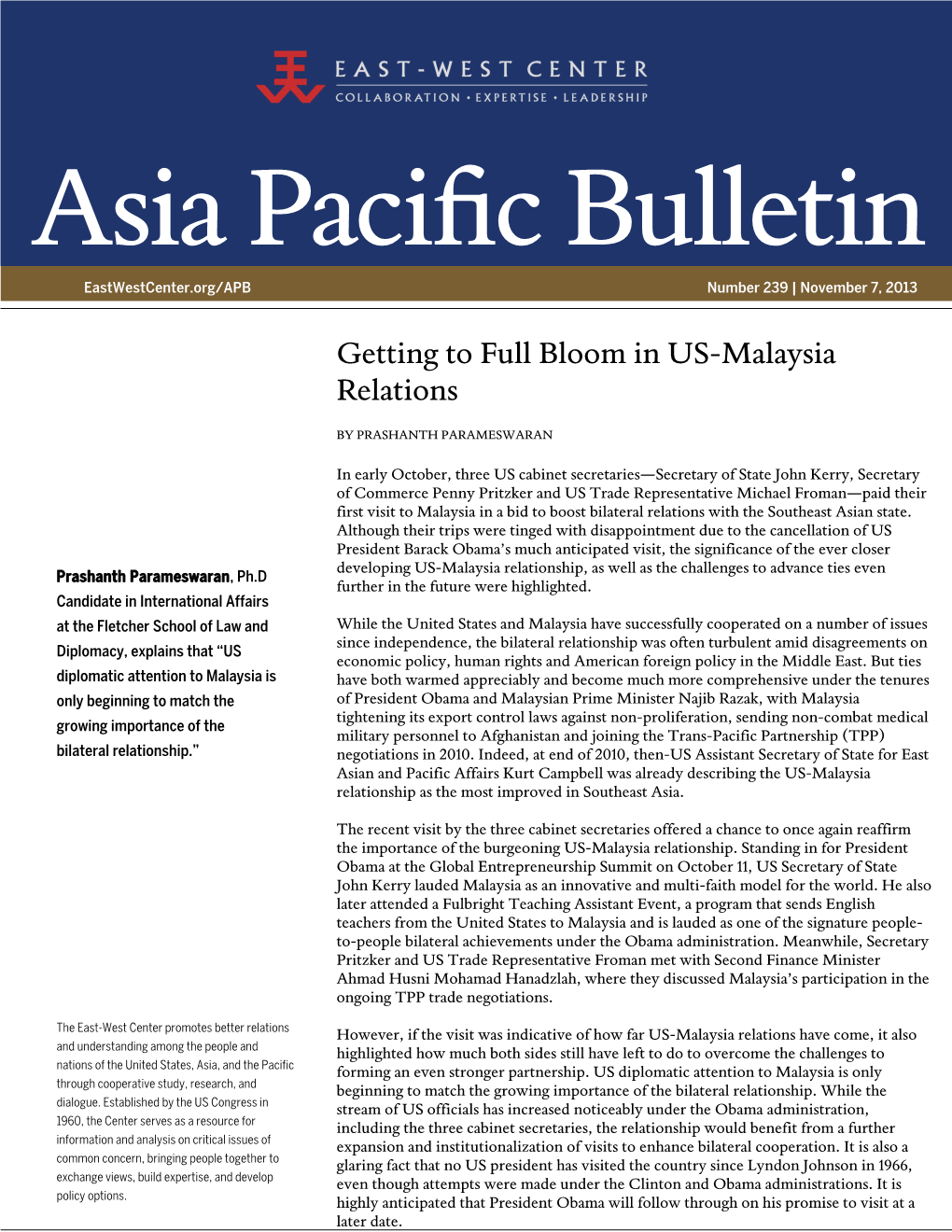 Getting to Full Bloom in US-Malaysia Relations
