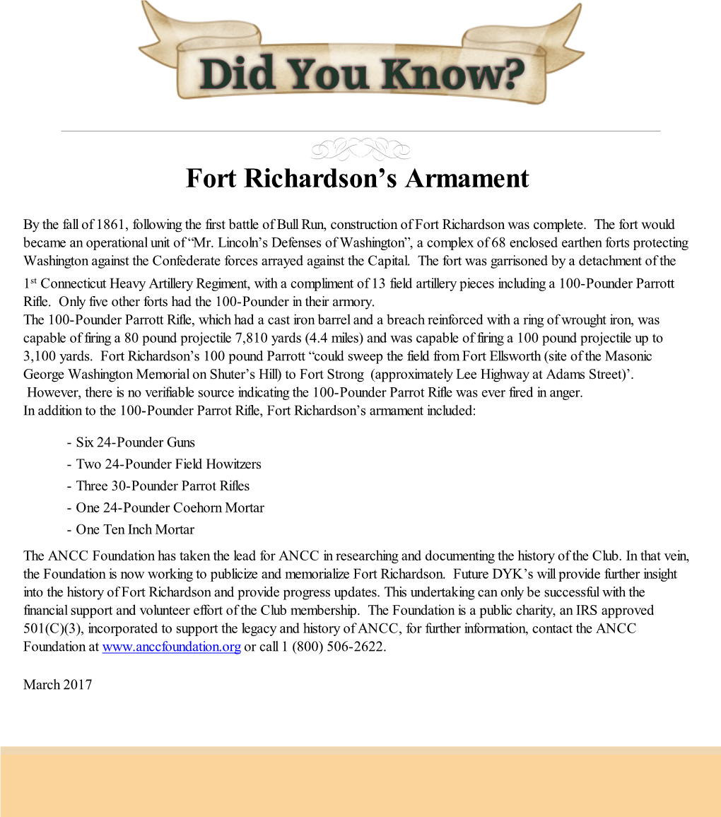 Fort Richardson's Armament