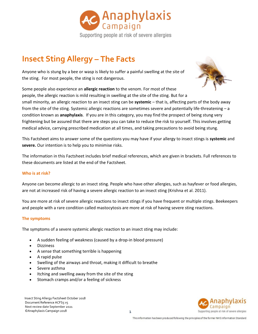 Insect Stings Is Systemic and Severe