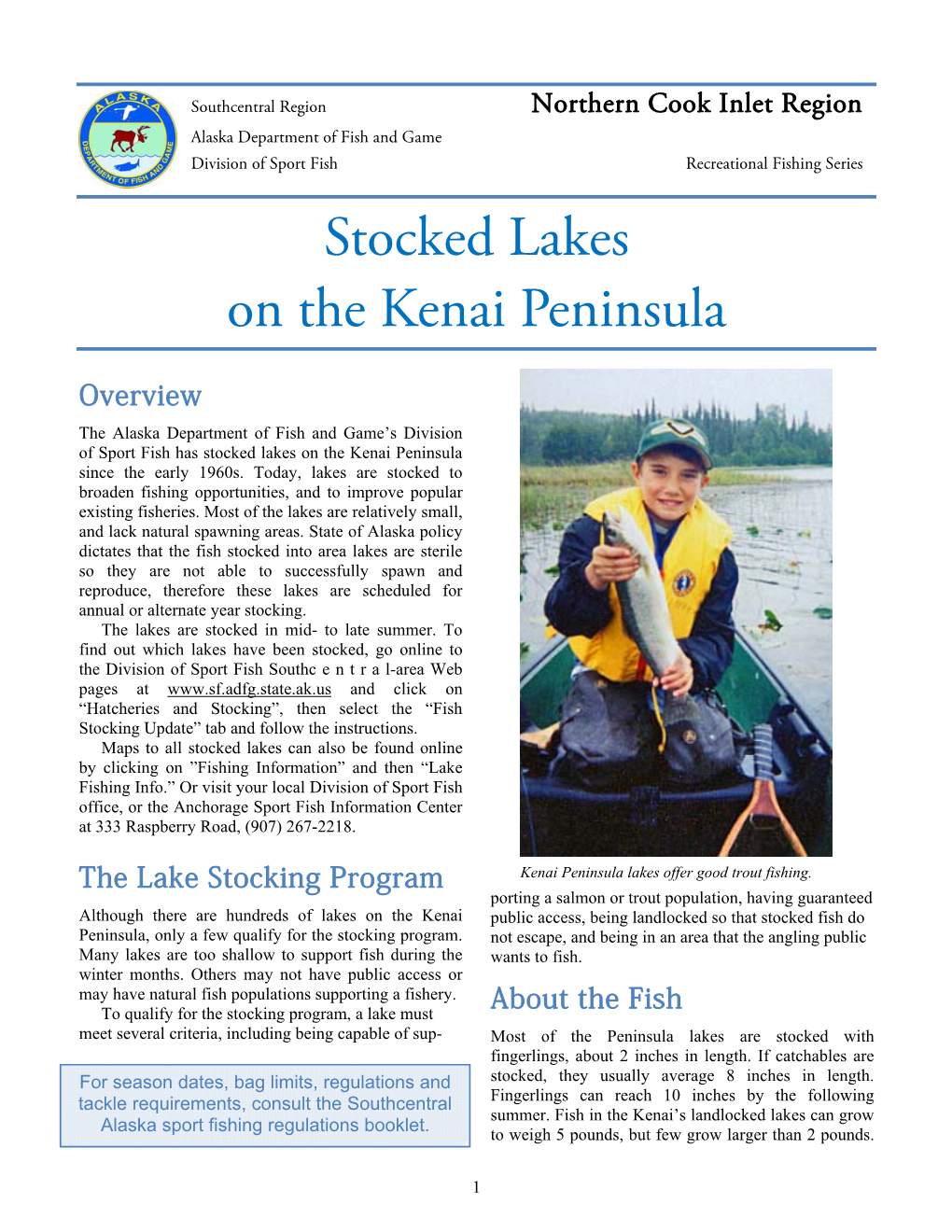 Stocked Lakes on the Kenai Peninsula