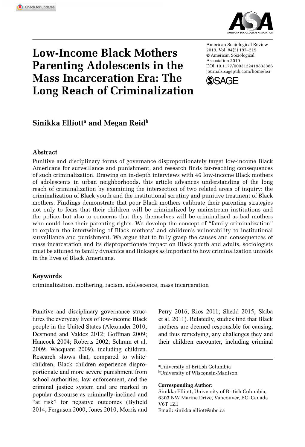 Low-Income Black Mothers Parenting Adolescents in the Mass Incarceration Era: the Long Reach of Criminalization