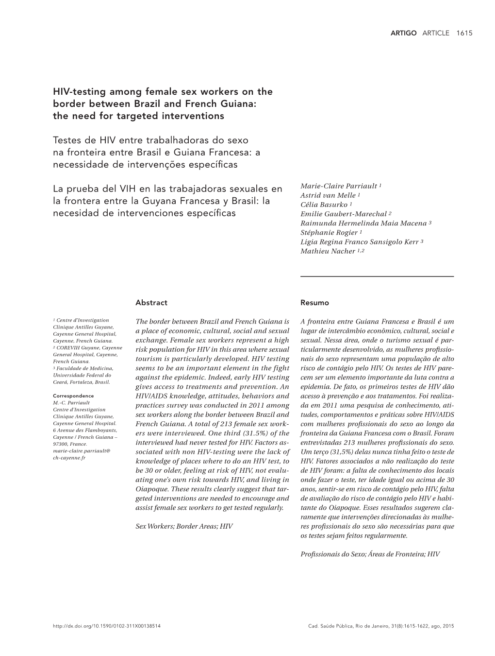 HIV-Testing Among Female Sex Workers on the Border Between Brazil and French Guiana: the Need for Targeted Interventions