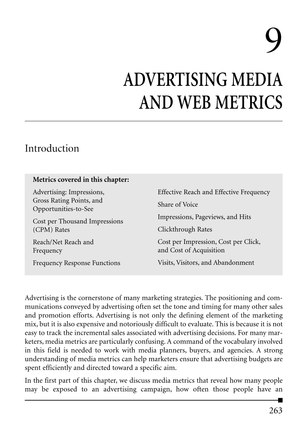 Advertising Media and Web Metrics