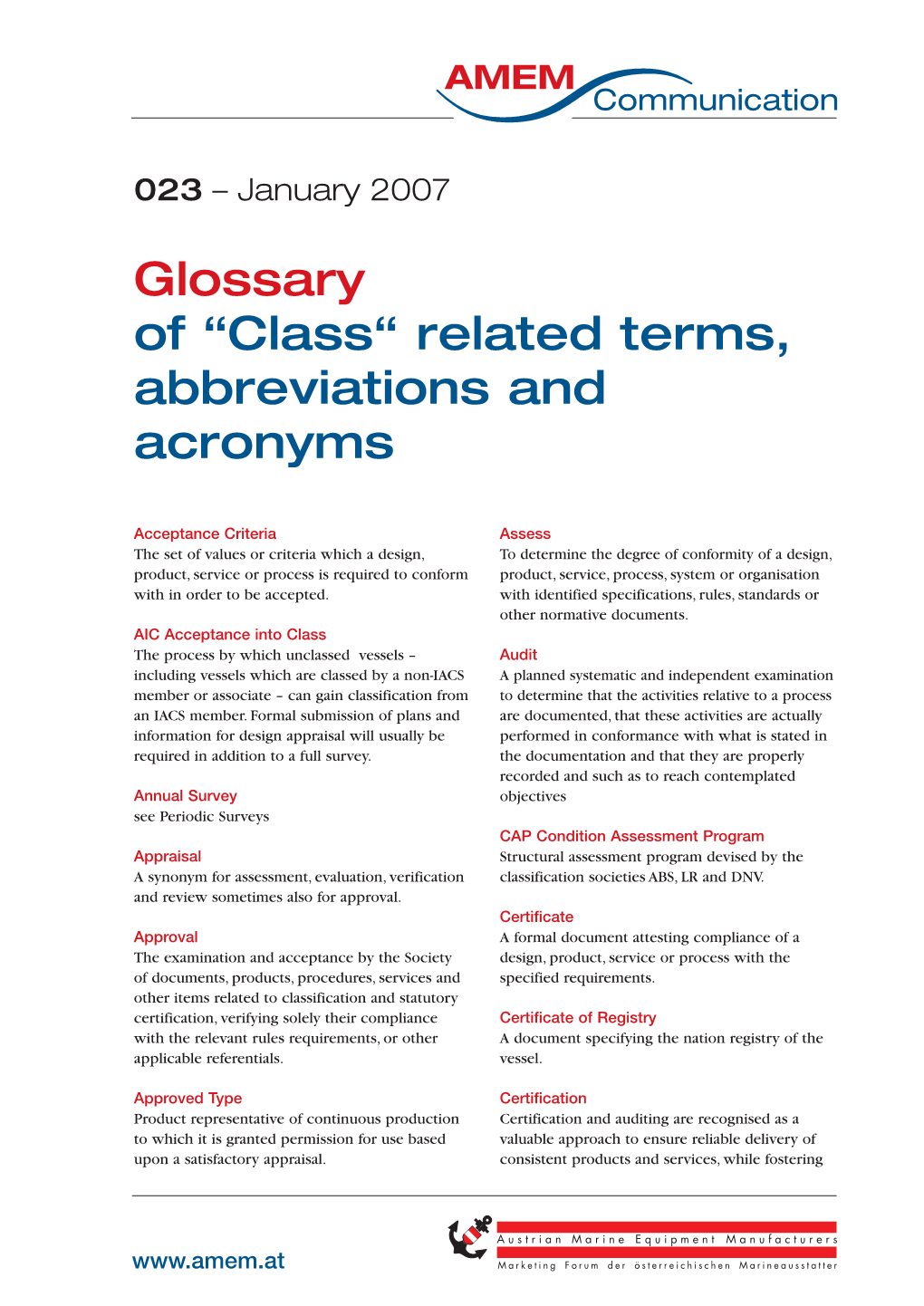 “Class“ Related Terms, Abbreviations and Acronyms