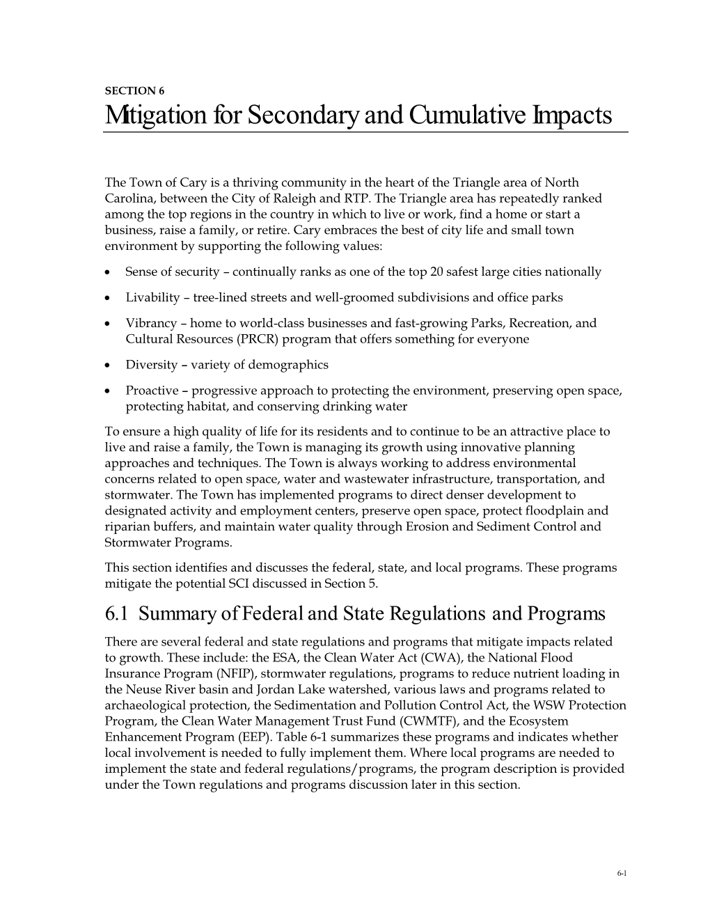 Mitigation for Secondary and Cumulative Impacts