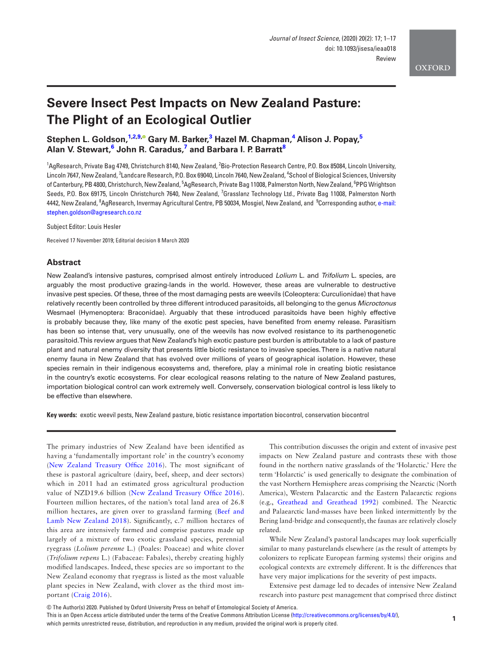 Severe Insect Pest Impacts on New Zealand Pasture: the Plight of an Ecological Outlier