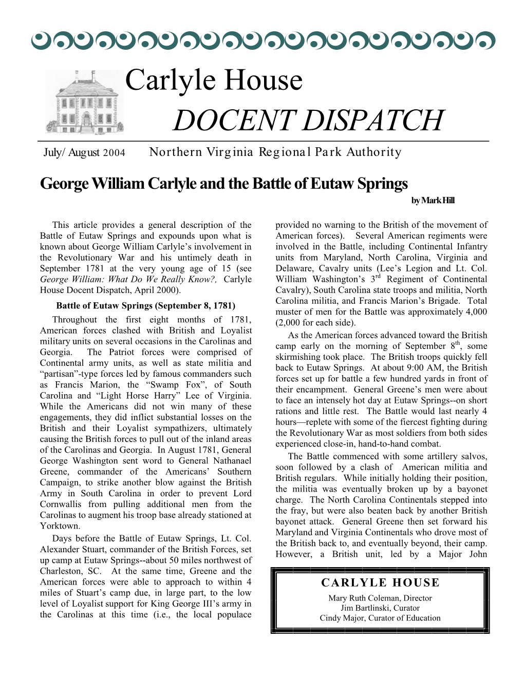 George William Carlyle and the Battle of Eutaw Springs by Mark Hill