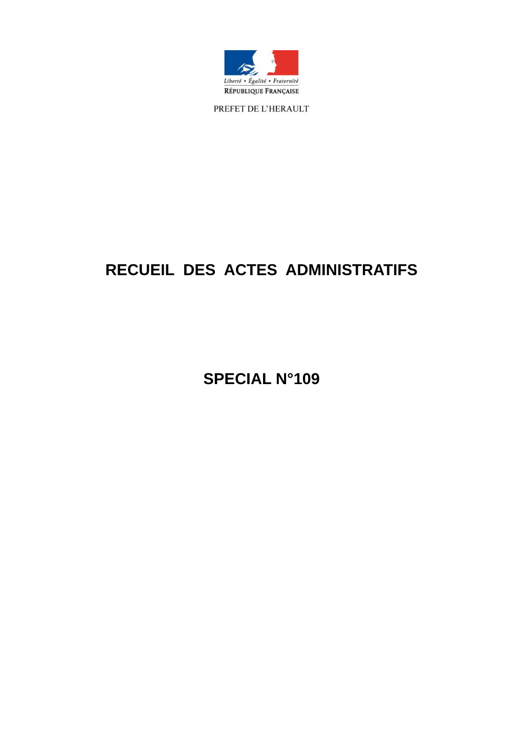 Recueil Des Actes Administratifs Special N°109