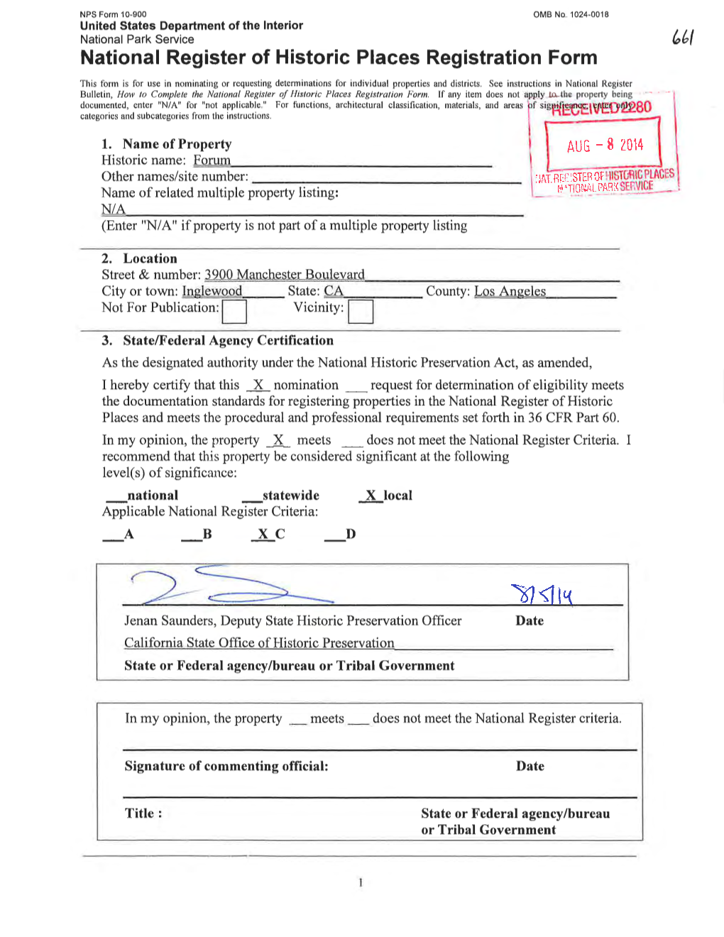 National Register of Historic Places Registration Form