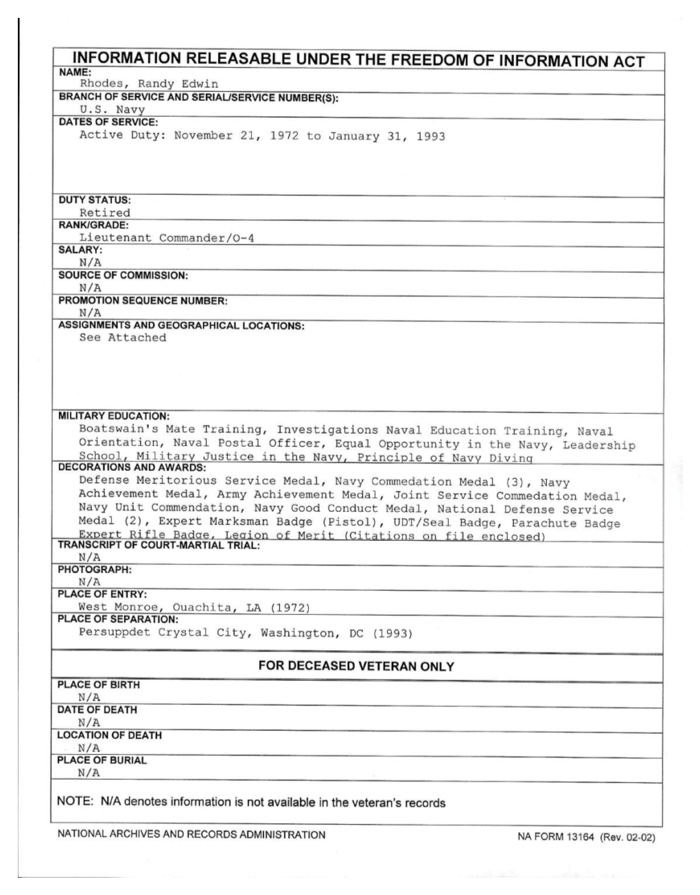 FOIA Randy Rhodes Navy LC